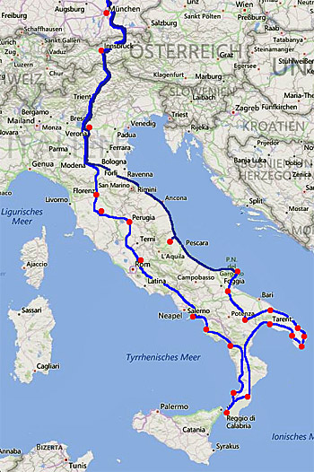 ... die Karte für 18 Tage Abendteuerurlaub ...